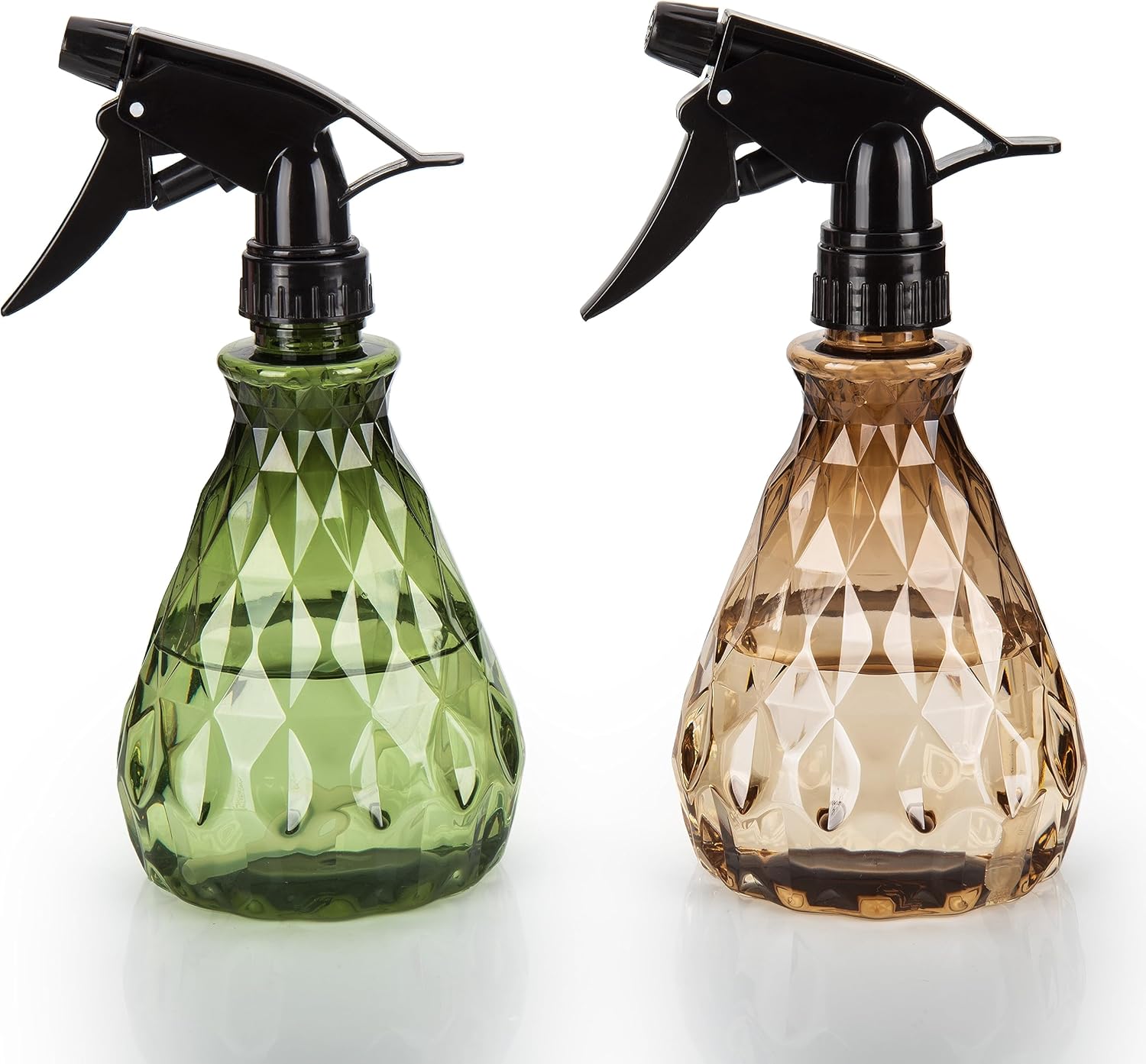 2 Pcs Brown & Green Diamond Pattern Spray Bottles 500ml – Adjustable Nozzle Multi-Purpose Sprayers