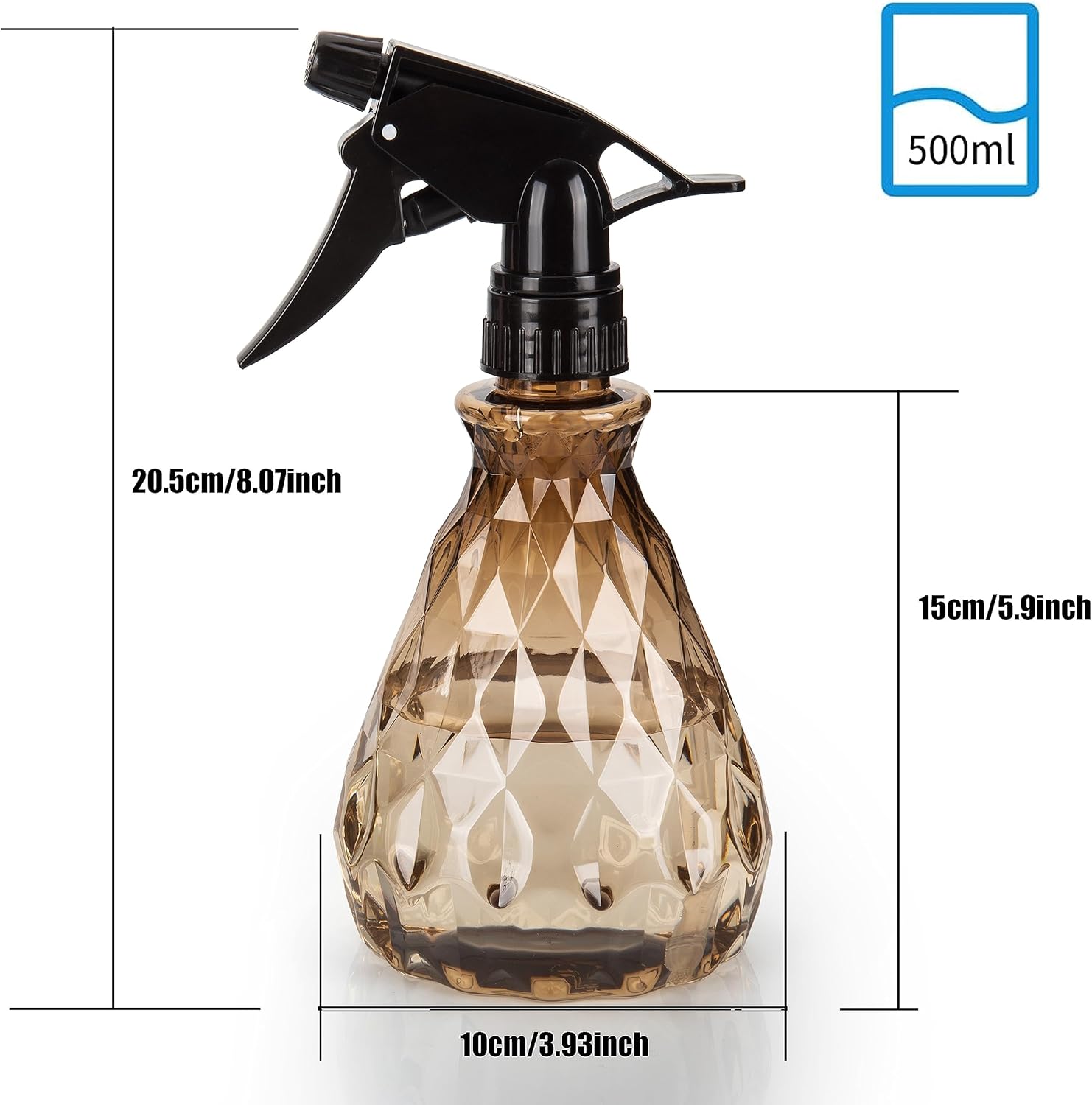 2 Pcs Brown & Green Diamond Pattern Spray Bottles 500ml – Adjustable Nozzle Multi-Purpose Sprayers